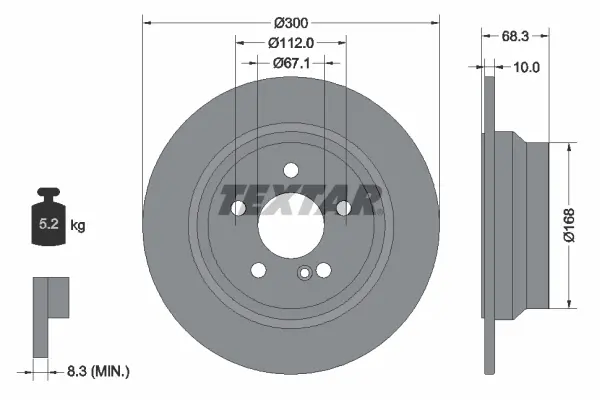 Диск гальмівний (задній) MB E-class (W211/W212/S211/S212) 02-09 (300x10) PRO+ TEXTAR 92115405 (фото 1)