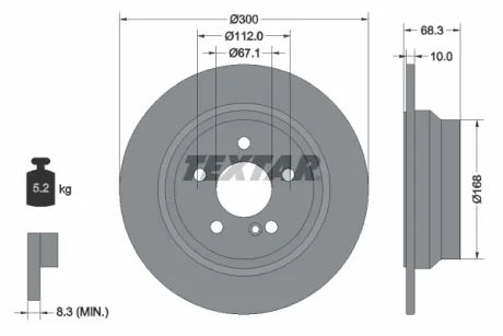 Диск гальмівний (задній) MB E-class (W211/W212/S211/S212) 02-09 (300x10) PRO+ TEXTAR 92115405