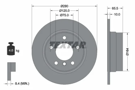 Диск гальмівний (задній) BMW 1 (E81/E87) 04-11 (280x10) PRO TEXTAR 92132903