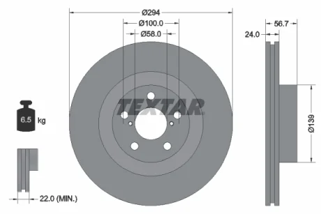 Диск гальмівний (передній) Subaru Forester 03-/Impreza 94-/Outback00- (294x24) TEXTAR 92139500