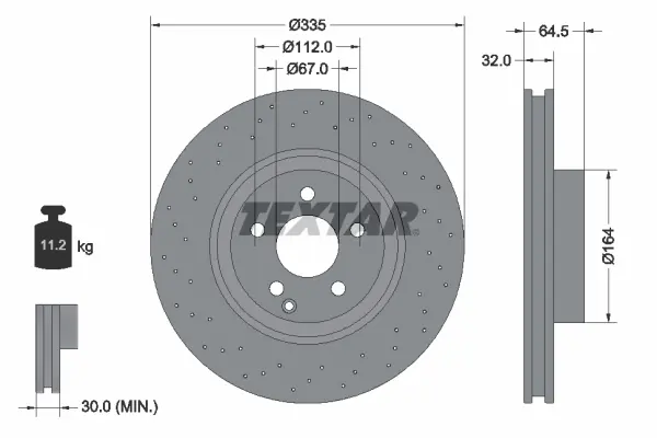 Диск гальмівний (передній) MB S-class (W221) 05-13 (335x32) PRO+ TEXTAR 92171905 (фото 1)