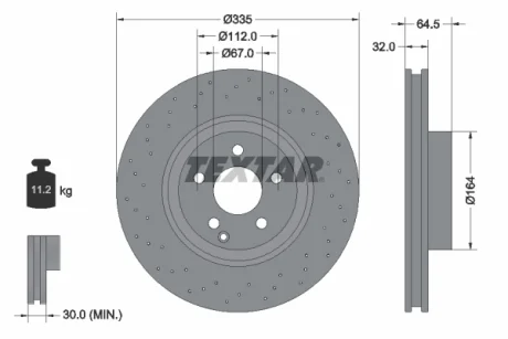 Диск гальмівний (передній) MB S-class (W221) 05-13 (335x32) PRO+ TEXTAR 92171905
