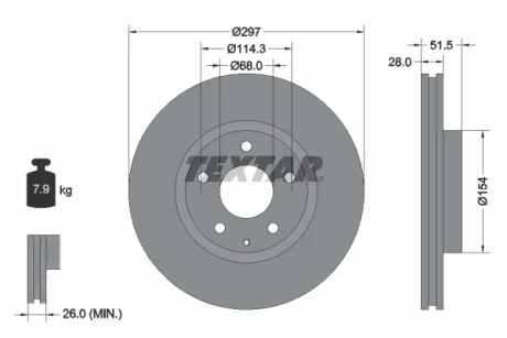 Диск гальмівний (передній) Mazda 6 11-19/ CX-5 12-15 (297x28) PRO+ TEXTAR 92257405