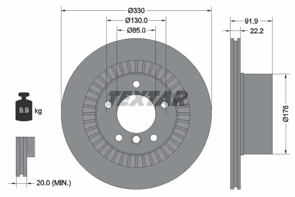Диск гальмівний (задній) MB G-class (W463) AMG 04-18 (330x22.2) PRO TEXTAR 92261903 (фото 1)