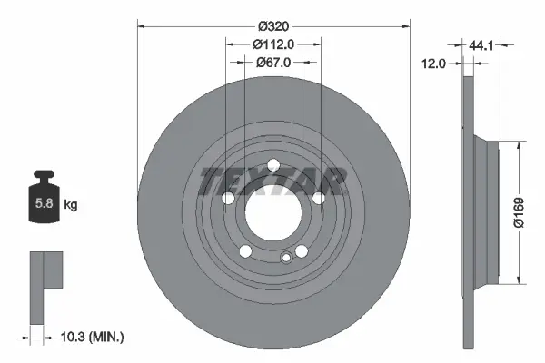 Диск гальмівний (задній) MB A-class (W177)/B-class (W247)/EQA/GLA/GLB 18- (320x12) PRO TEXTAR 92324303 (фото 1)