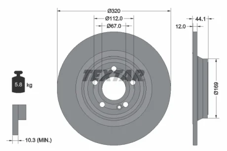 Диск гальмівний (задній) MB A-class (W177)/B-class (W247)/EQA/GLA/GLB 18- (320x12) PRO TEXTAR 92324303