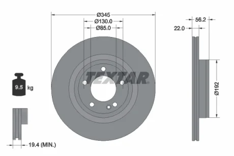 Диск гальмівний (задній) MB G-class (W463) 18- (345x22) PRO+ TEXTAR 92345705