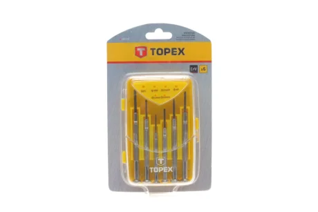 Набір викруток прецизійних SL, PH 6 од. TOPEX Topex 39D559