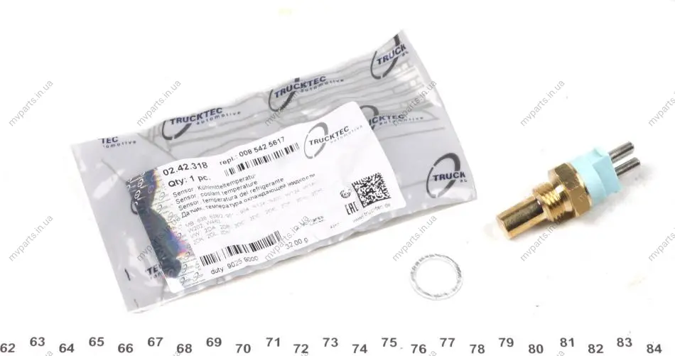 Датчик температури охолоджуючої рідини MB OM602/VW LT 2.8TDI (2 конт.) (зелений) AUTOMOTIVE 02.42.318 TRUCKTEC 02-42-318 (фото 1)