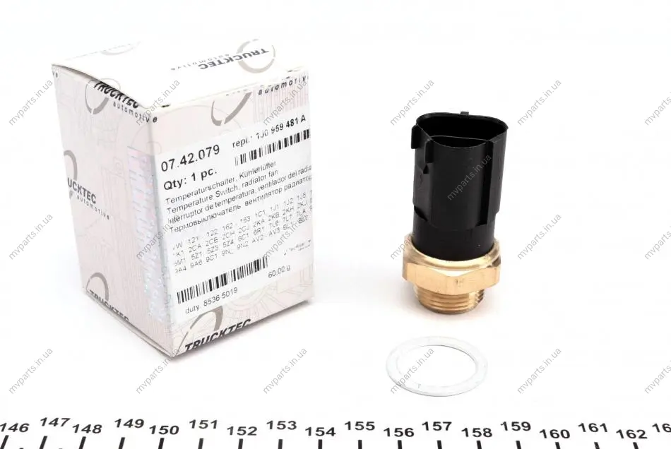 Датчик увімкнення вентилятора VW Caddy III 1.4-2.0SDI 04-15 (85°C-90°C) AUTOMOTIVE 07.42.079 TRUCKTEC 07-42-079 (фото 1)