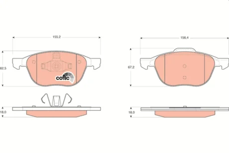 Колодка гальм. диск. FORD FOCUS, MAZDA 3,5, VOLVO C70, S40, передн. (вир-во) TRW GDB1583