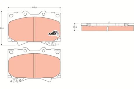 Колодка гальм. диск. TOYOTA LAND CRUISER (_J7_), LAND CRUISER 100 (_J10_) передн. (вир-во) TRW GDB3197