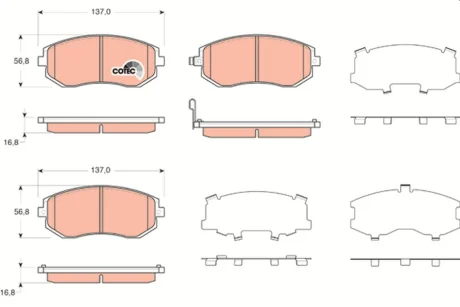 Колодка гальм. диск. SUBARU LEGACY IV передн. (вир-во) TRW GDB3371