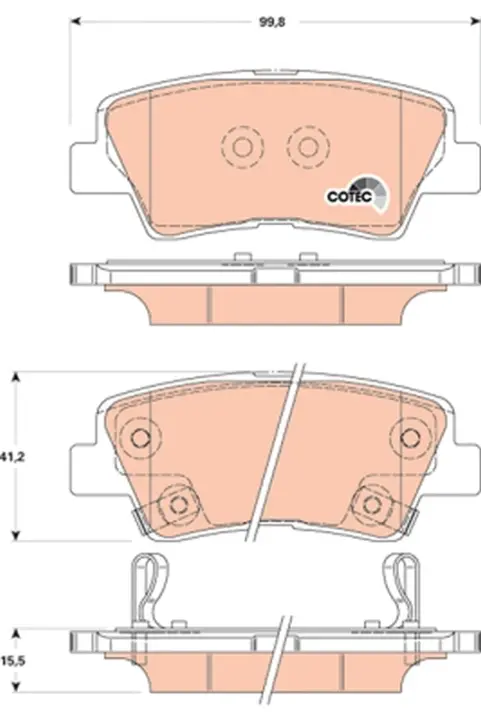 Колодка гальм. диск. HYUNDAI ACCENT IV, SONATA V задн. (вир-во) TRW GDB3494 (фото 1)