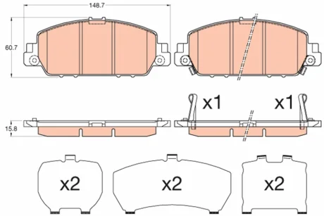 Колодка гальм. диск. HONDA ACCORD 2013 передн. (вир-во) TRW GDB3615