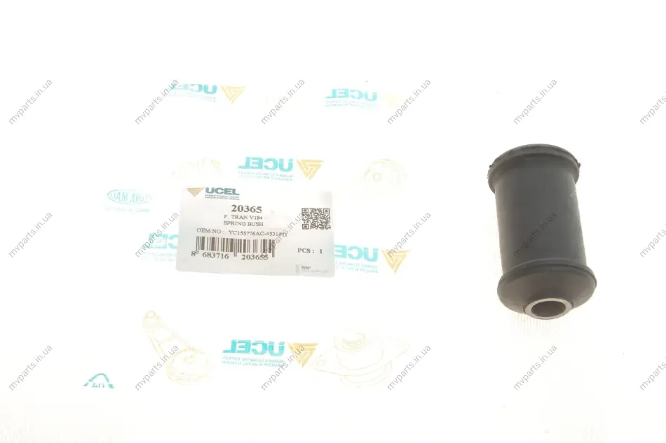 Сайлентблок кронштейна кріплення ресорів Ford Transit 2.0D/2.3/2.4D 00-06 UCEL UC-EL 20365 (фото 1)