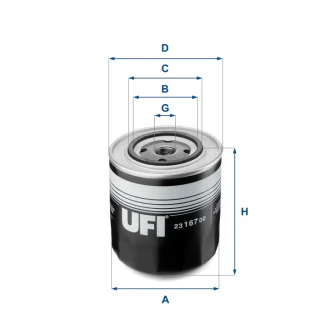 Фільтр оливний VW T4 1.9 D 90-03, AUDI 100 2.0-2.4 D 82-94 (вир-во) UFI 23-167-00