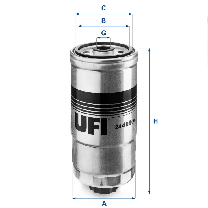 Фільтр паливний FIAT BRAVA 1.9 JTD -01 (OE) (вир-во) UFI 24-408-00 (фото 1)