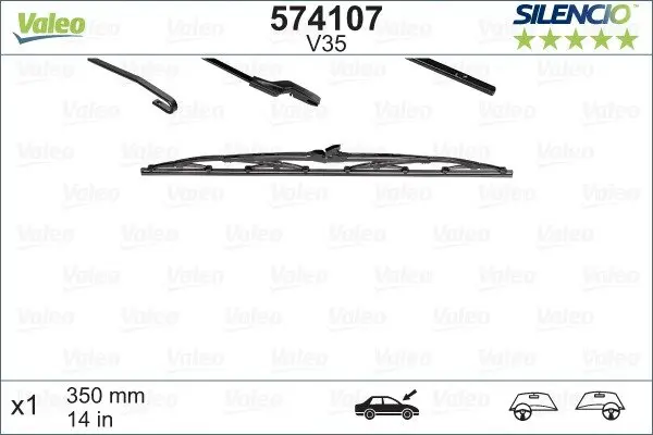Щітка склоочисника (задня) (350мм) Citroen Berlingo/Jumpy/Fiat Scudo/Peugeot Expert 07- VALEO Valeo 574107 (фото 1)