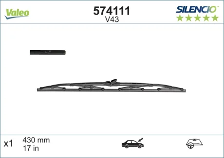 Щітка склоочисника (430mm) BMW/Honda/Mazda/Mitsubishi/Nissan/Porsche/Toyota/Volvo VALEO Valeo 574111