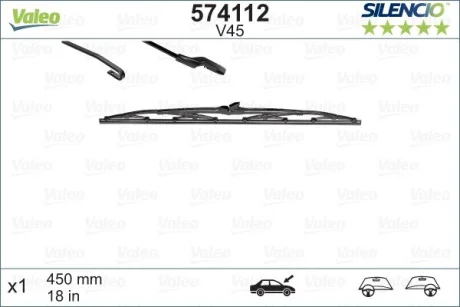Щітка склоочисника (450mm) Fiat Doblo/Fiorino/Ford Transit/MB Vito (W638) 79- VALEO Valeo 574112