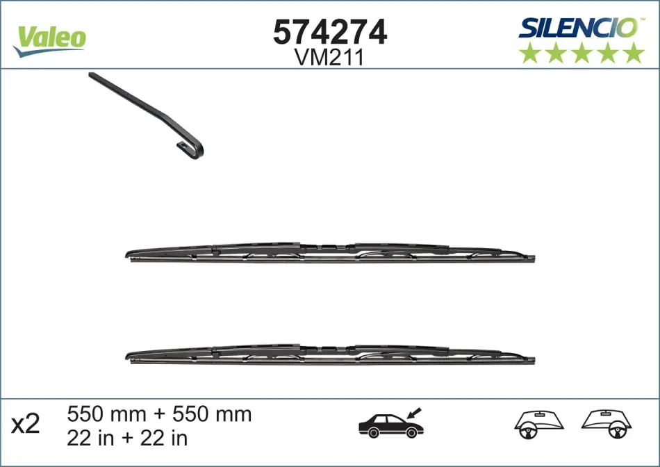 Щітки склоочисника (550/550мм) Audi A4 00-04 VALEO Valeo 574274 (фото 1)