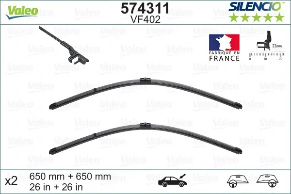Щітки склоочисника (650/650mm) VW Touareg 02-/ MB E-class (W211) 02-08 VALEO Valeo 574311 (фото 1)