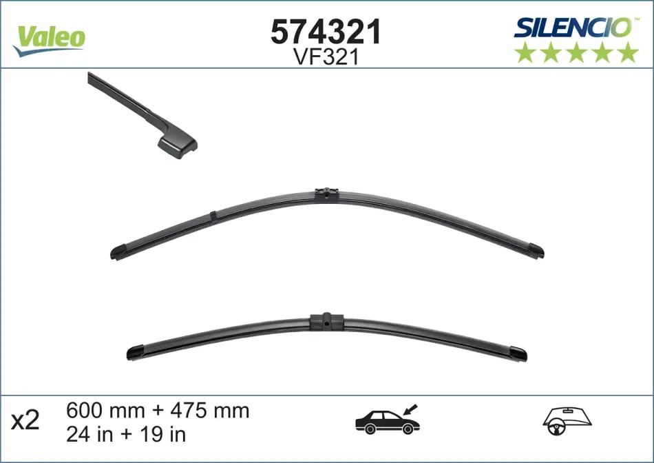 Щітки склоочисника (600/475мм) BMW 3 (E90/E91) 04-12 VALEO Valeo 574321 (фото 1)