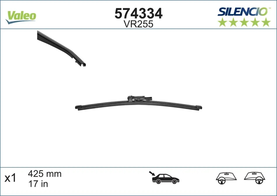 Щітка склоочисника (задня) (425mm) MB Sprinter 906/VW Crafter 06- VALEO Valeo 574334 (фото 1)