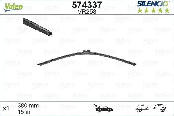 Щітка склоочисника (задня) (380mm) BMW X5 (E70) 06-14 VALEO Valeo 574337 (фото 1)