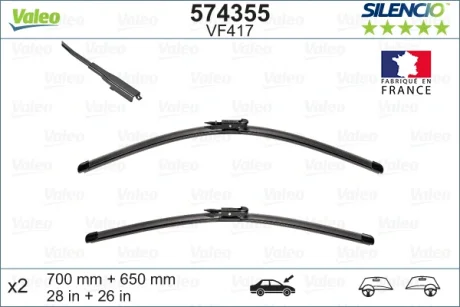 Щітки склоочисника (700/650мм) MB Vito/Viano (W639) 03-/Peugeot 307 00-09 Aerotwin(безкаркасна) VALEO Valeo 574355