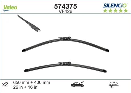 Щітки склоочисника (650/400мм) Opel Corsa 06- VALEO Valeo 574375