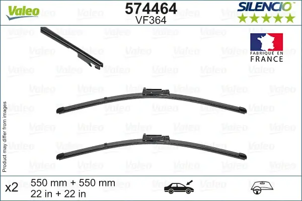Щітки склоочисника (550/550мм) Audi A6 04-11 (безкаркасні) VALEO Valeo 574464 (фото 1)
