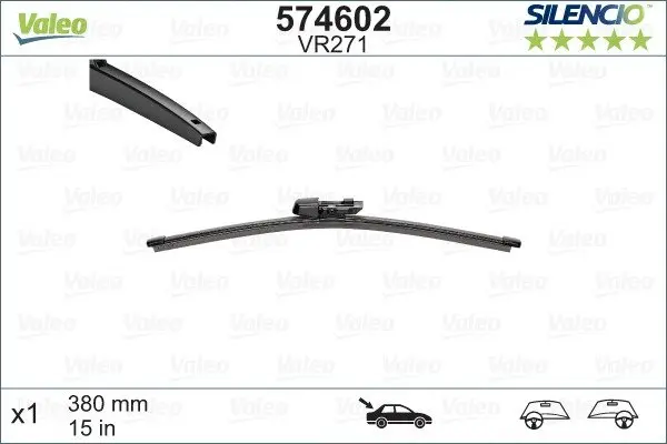 Щітка склоочисника (задня) (375mm) VW Tiguan 16- VALEO Valeo 574602 (фото 1)