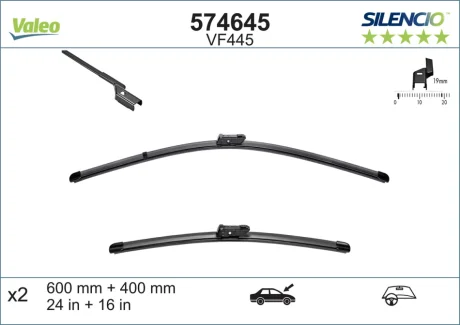 Щітки склоочисника (600/400mm) Fiat Doblo/ Opel Combo 10- VALEO Valeo 574645