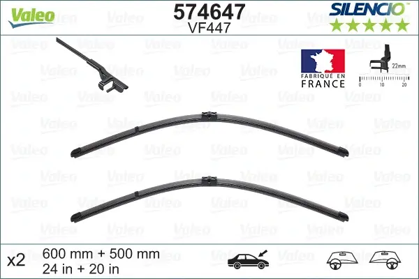 Щітки склоочисника (600/500 мм) BMW X5 (E70)/X6 (E71/E72) 07- VALEO Valeo 574647 (фото 1)