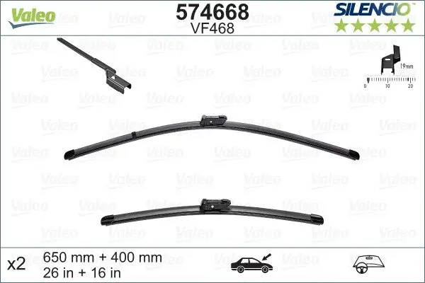 Щітки склоочисника (650/400мм) Citroen Berlingo/Peugeot Partner 1.6 HDi 08- VALEO Valeo 574668 (фото 1)
