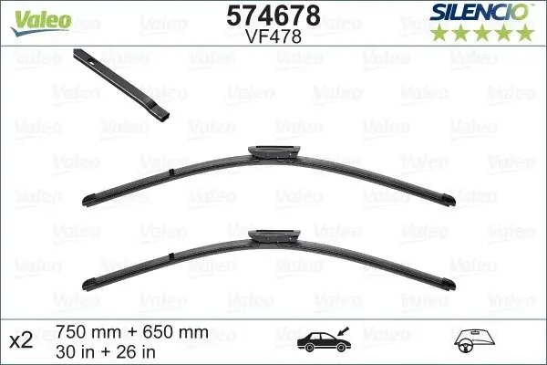 Щітки склоочисника (750/650мм) Renault Scenic III/Grand Scenic III 1.2-2.0 09- VALEO Valeo 574678 (фото 1)