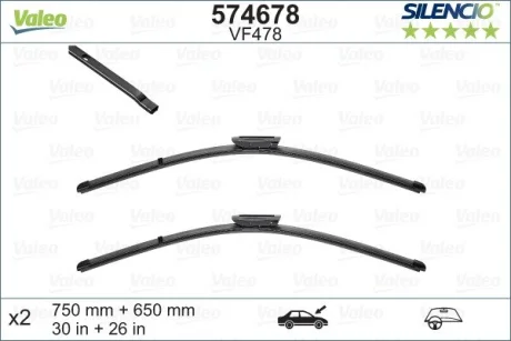Щітки склоочисника (750/650мм) Renault Scenic III/Grand Scenic III 1.2-2.0 09- VALEO Valeo 574678