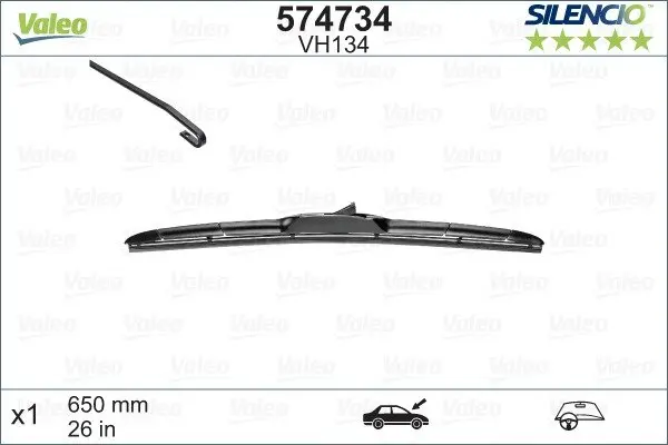 Щітка склоочисника (гібридна) (650mm) Honda Civic/CR-V/Jazz 07-18 VALEO Valeo 574734 (фото 1)