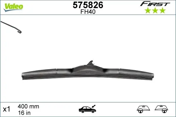 Щітка склоочисника (400 мм) Honda/Kia/Toyota/Mazda/Nissan VALEO Valeo 575826 (фото 1)