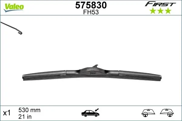Щітка склоочис. 530 гібридна (вир-во) Valeo 575830 (фото 1)