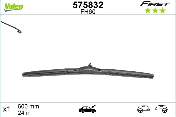 Щітка склоочисника (600mm) Kia Sportage/Lexus IS/Mazda CX-5/Toyota Rav4 08- VALEO Valeo 575832 (фото 1)