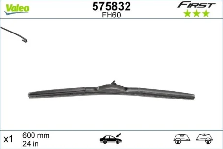Щітка склоочисника (600mm) Kia Sportage/Lexus IS/Mazda CX-5/Toyota Rav4 08- VALEO Valeo 575832