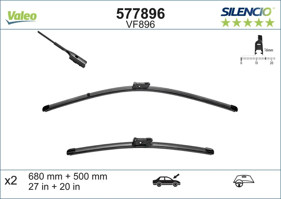 Щітки склоочисника (680/500мм) Audi Q7/Bentley Bentayga 15- VALEO Valeo 577896 (фото 1)