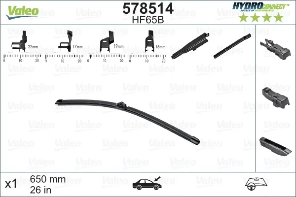 Щітка склоочис. 650 мм HYDROCONNECT (вир-во) Valeo 578514 (фото 1)