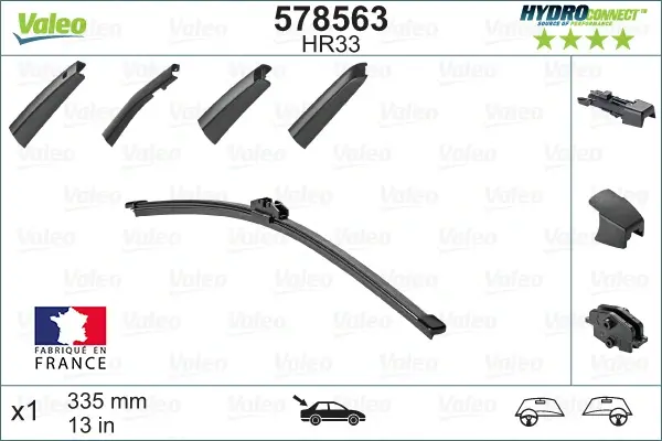 Щітка склоочис. 335 мм скла заднього HYDROCONNECT (вир-во) Valeo 578563 (фото 1)