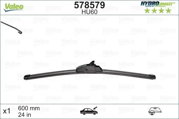 Щітка склоочис. 600 мм HU60 HydroConnect Upgrade LHD (вир-во) Valeo 578579 (фото 1)