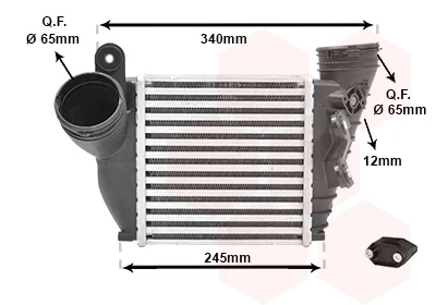 Радіатор інтеркулера VW Golf/Bora/Skoda Octavia/Seat Leon 1.9TDI 00-10 VAN WEZEL Van Wezel 03004354