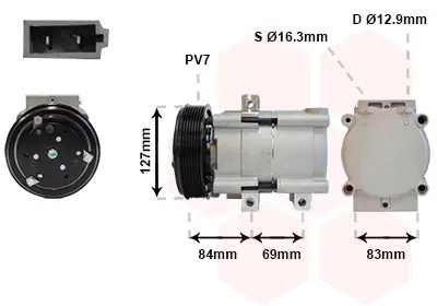 Компресор кондиціонера Ford Transit 2.4D/3.2D 00-14 VAN WEZEL Van Wezel 1800K167 (фото 1)